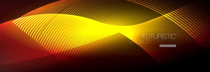 Abstract neon glowing light in the dark with waves. Shiny magic energy and motion concept, vector abstract wallpaper background