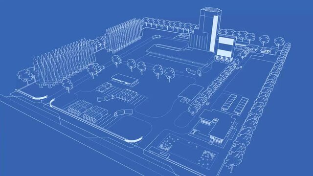 3D animation of industrial building