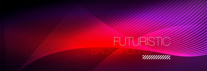 Abstract neon glowing light in the dark with waves. Shiny magic energy and motion concept, vector abstract wallpaper background