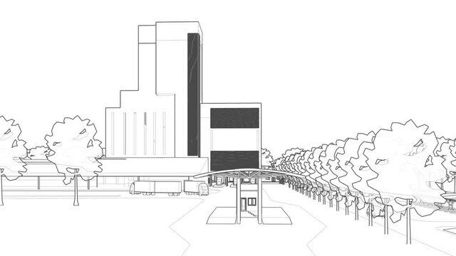 3D animation of industrial building