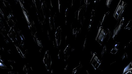 Abstract seamless 3D technological background.Looping rotating animation.Crystals Sci Fi technological elements.HUD 2D graphic.looking like glass smartphones. - Powered by Adobe