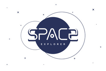 Space explorer logo concept. Galaxy exploring company logotype template. Universe trip brand symbol. Star tourism futuristic design element. Cosmic travel icon vector eps illustration © Azat Valeev