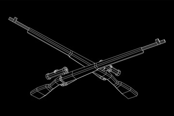 Naklejka premium Sniper bolt-action rifle mosin nagant. Wireframe low poly mesh vector illustration.