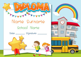 Diploma or certificate template for school kids