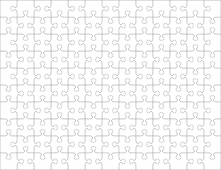 Jigsaw puzzle blank template or cutting guidelines of 130 transparent pieces. Classic style pieces are easy to separate (every piece is a single shape). 
