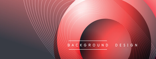 Gradient circles with shadows. Vector techno abstract background. Modern overlapping forms wallpaper background, design template