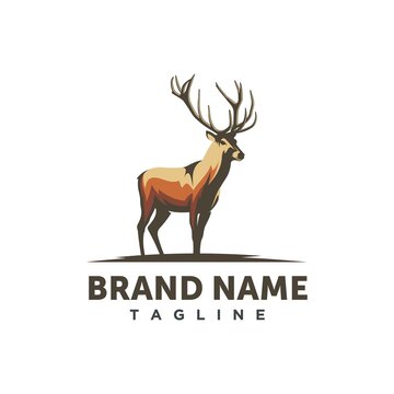 Deer Stag Buck Antler Logo Design Vector Image