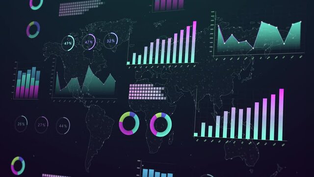animation of graphics, Financial diagram and charts showing profits and losses. Elements for user interface UI, or infographics. template and graph corporate and business presentation. modern style