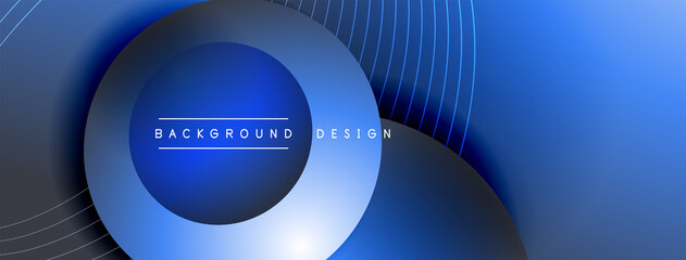 Gradient circles with shadows. Vector techno abstract background. Modern overlapping forms wallpaper background, design template