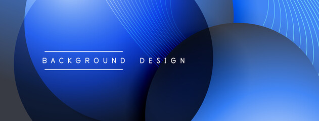 Gradient circles with shadows. Vector techno abstract background. Modern overlapping forms wallpaper background, design template