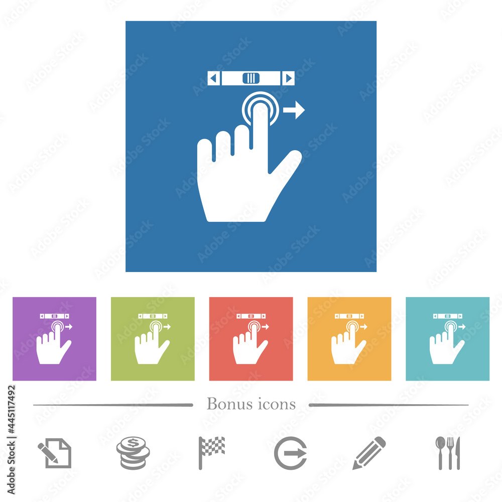 Aufkleber left handed scroll right gesture flat white icons in square backgrounds