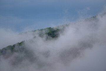 雲に包まれた山