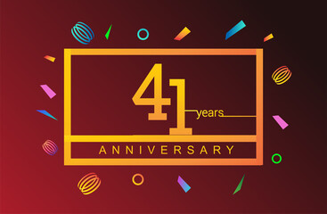 41st years anniversary celebration white square style isolated with colorful confetti background, design for anniversary celebration.