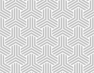 Abstract geometric pattern with stripes, lines. Seamless vector background. White and gray ornament. Simple lattice graphic design.
