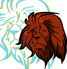 lion head logo. brown lion head with a simple background.