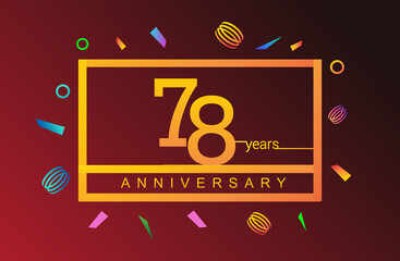 78th years anniversary celebration white square style isolated with colorful confetti background, design for anniversary celebration.