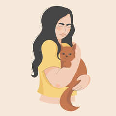 adorable, animal, animal hospital, canine, care, cartoon, cat, character, cute, design, domestic animals, domestic cat, flat, friendship, girl, graphic, greyhound, happy, health cat, hound, icon, 