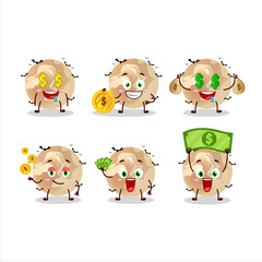Halloween moon cartoon character with cute emoticon bring money