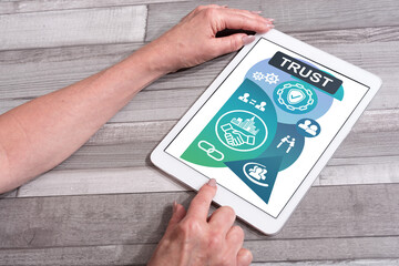 Trust concept on a tablet