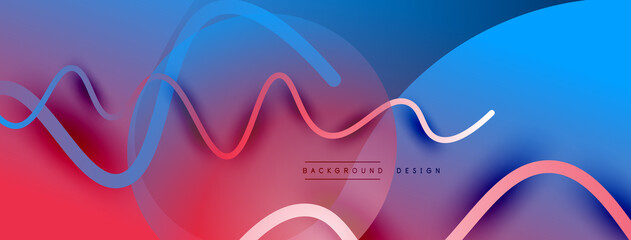 Abstract gradient background with wave line with shadow effect. Geometric composition. 3D shadow effects and fluid gradients