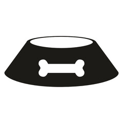 Silhouette of dog or cat bowl with paw print, symbol of love for dog and cat, for dog and cat lovers
