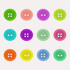 Set of colorful sewing buttons isolated on a white background. Vector illustration.