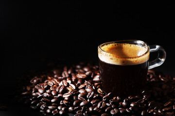 A cup with black coffee