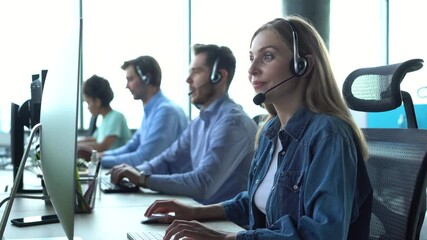 Call center and helpful customer service. Use desktop pc at computer table and phone line at modern co-working