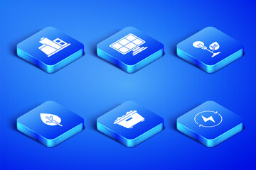 Set Lightning bolt, Factory, Trash can, Tree, Solar energy panel and bulb with leaf icon. Vector