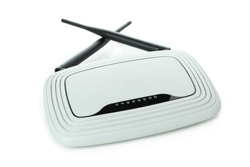 Wi-Fi router with external antennas isolated on white background