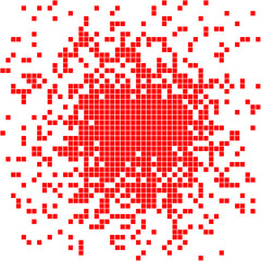 Pattern of random pixels. Monochromatic background for website, poster, card. Red and white vector Illustration