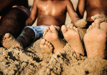African family enjoying the beach