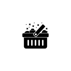 Shopping Basket Vector illustration. Shopping and E-commerce Glyph icon.