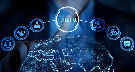 Internet, business, Technology and network concept. Coach motivate to personal development. Personal and career growth. Potential and motivation concepts