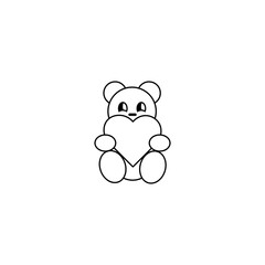 Teddy bear with heart vector sketch icon isolated on background. Hand drawn Teddy bear with heart icon. Teddy bear with heart sketch icon for infographic, website or app.