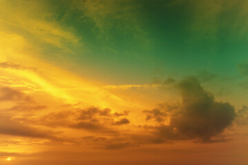 Fototapeta na wymiar Colorful cloudy sky at sunset. Gradient color. Sky texture. Abstract nature background