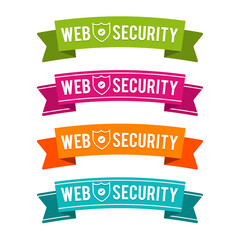 Colorful Web security ribbons on white background.
