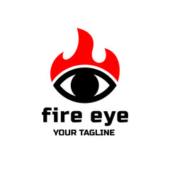 Double Meaning Logo Design Combination of Eye and Fire