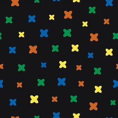 Naklejka premium Abstract shapes seamless pattern. Contemporary background, brutalism style wallpaper, modern art print. Vector illustration