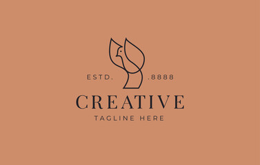 Minimalist Bird Line Logo Design Template. Flying Bird Icon Line Vector Design Template