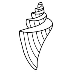 Hand-drawn doodle unusual spiral seashell vector illustration. Funny sea creature black outline isolated on white