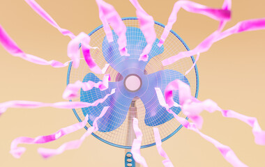fan with ribbons fluttering