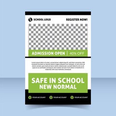 admission open flyer template design safe in school new normal