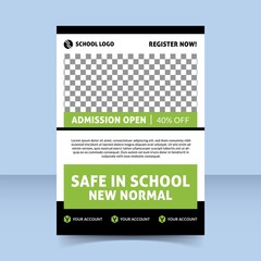 admission open flyer template design safe in school new normal