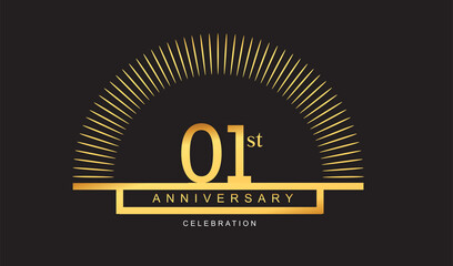 1st years golden anniversary logo celebration with firework elegant design for anniversary celebration.