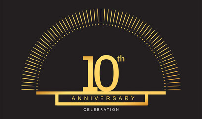 10th years golden anniversary logo celebration with firework elegant design for anniversary celebration.