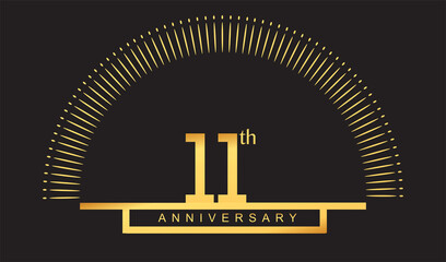 11th years golden anniversary logo celebration with firework elegant design for anniversary celebration.