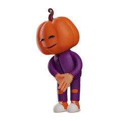 Halloween Scarecrow 3D Cartoon Illustration with cute smile