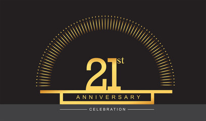 21st years golden anniversary logo celebration with firework elegant design for anniversary celebration.