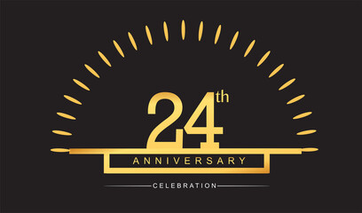 24th years golden anniversary logo celebration with firework elegant design for anniversary celebration.